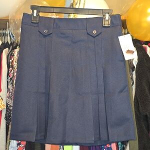 French Toast Navy Pleated Skirt